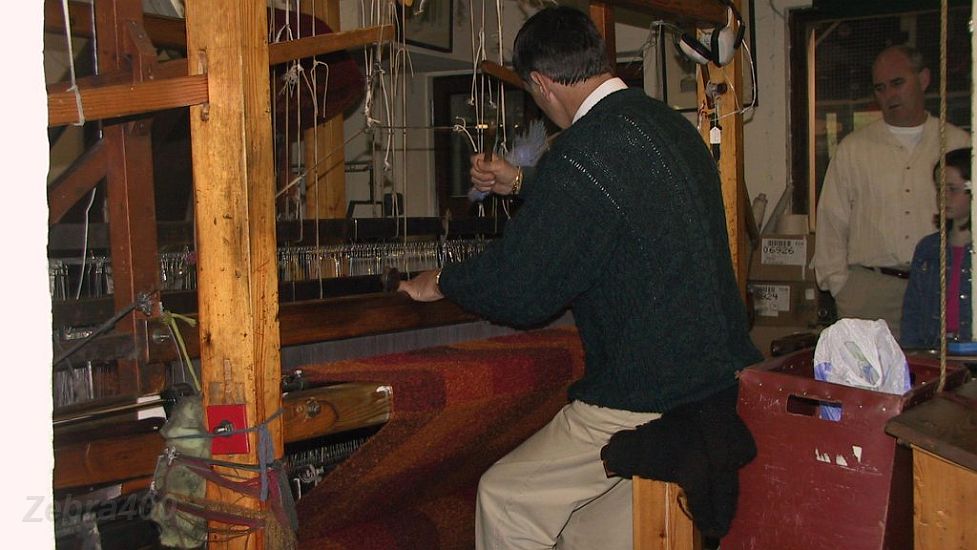15-Working an old Irish weaving machine.JPG